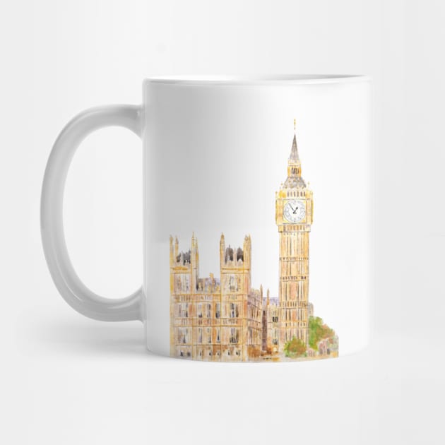 London Big Ben  palace of Westminster watercolor painting by colorandcolor